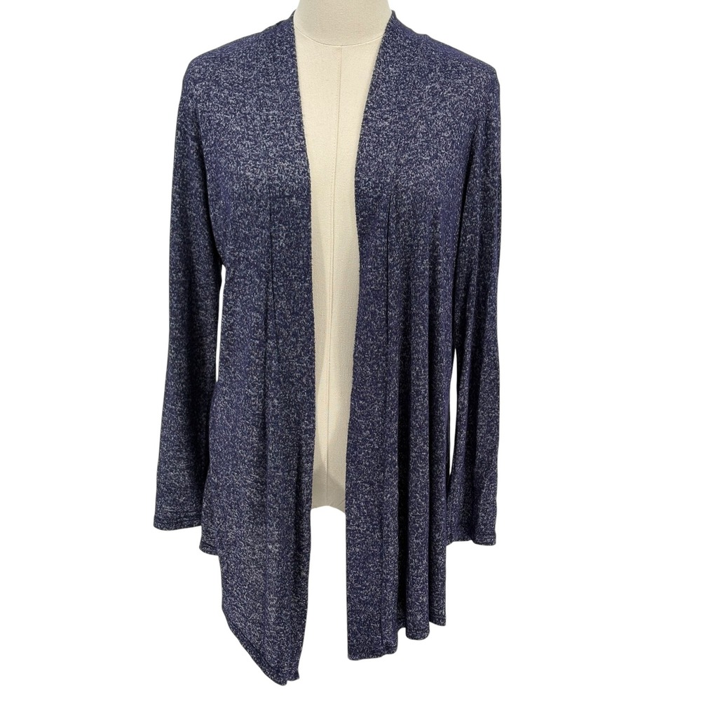 JM Fleurette Cardigan Navy Blue Space Dye Open Front XL